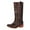 Coffee, variant on Rokment Wide Calf Cowboy Boots for Women Fall Winter Vintage Leather Square Toe Chunky Mid Heel Cowgirl Work Riding Tall Boots Black Size 6