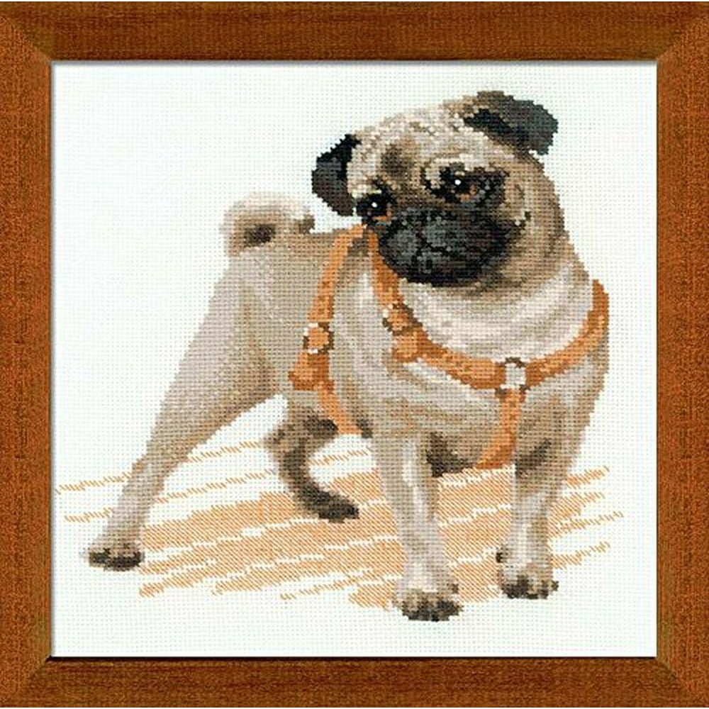 Pug Dog Counted Cross Stitch Kit9.75"X9.75" 14 Count