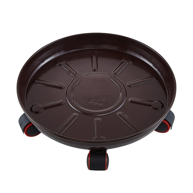 Water Pot for Plants Iron Metal Universal Wheel Base Circular Thickened Pad with Water Receiving Box,Movable Iron Metal Flower Pot with Roller Tray Metal Flower Pot
