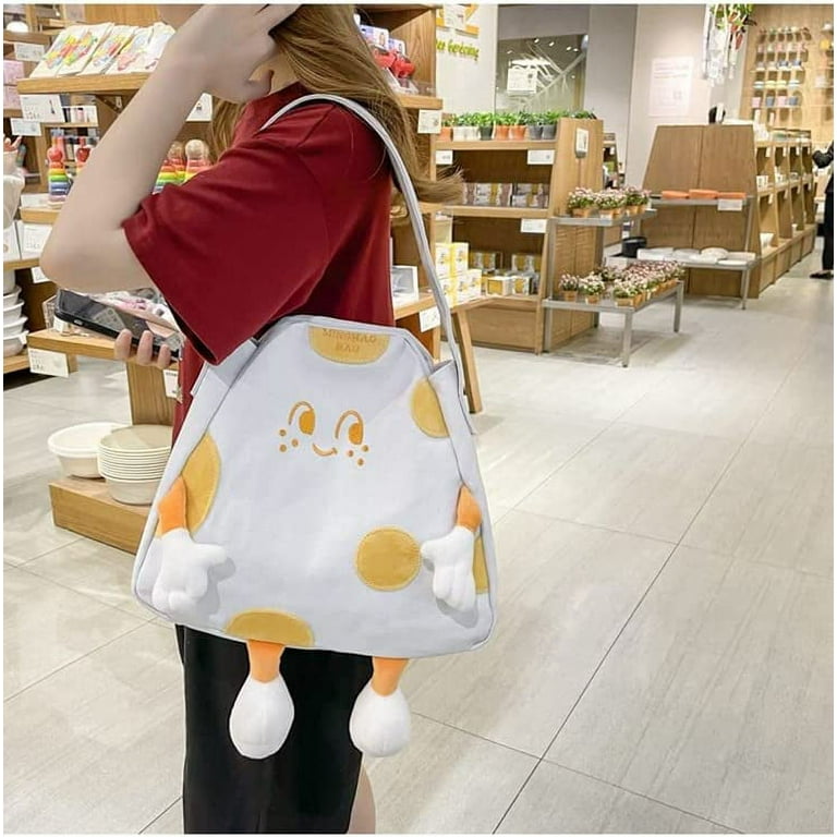 DanceeMangoos Kawaii Backpack with Cheese Design Aesthetic Pastel Laptop Ita Bag Messenger Bag Back to School Supplies Accessories White