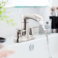 thumbnail image 3 of Sunrinx 4'' Centerset Bathroom Faucet 2-Handle Waterfall Faucet with 360° Swivel Spout, Brushed Nickel, Lead-Free Plastic, Pop-Up Drain, 3 of 10