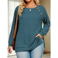 thumbnail image 3 of NISVIYA Womens Plus Size Basic Tops Loose Fit Button Decor Tunics Fashion Ribbed Knit Pullover Sweaters, 3 of 5