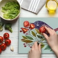 thumbnail image 3 of Leaf Cutting Board, Watercolor Styled Effect a Bird Sitting on Branch Leaves Print, Decorative Tempered Glass Cutting and Serving Board, Large Size, Purple Fern Green, by Ambesonne, 3 of 5