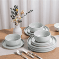 thumbnail image 2 of Onader Dinnerware Sets for 6, 18-Piece Plates and Bowls Set, Stoneware Dinning Ware Set for Kitchen, Microwave & Dishwasher Safe - Light Grey, 2 of 7