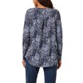thumbnail image 4 of INSPIRE CHIC Women's Loose Fit Tunic Tops Long Sleeve Casual Floral Printed Henley V Neck Shirts, 4 of 4