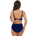 thumbnail image 5 of Wamejoo Women's High Waisted Bikini Sets Matel Tummy Control Swimsuits V Neck Twist Front Bathing Sui (Dark Blue, M), 5 of 9