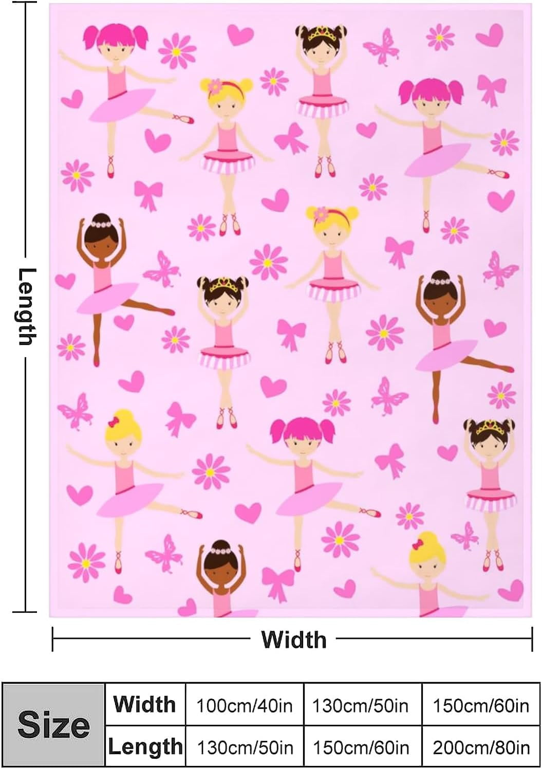 Cute Girl Ballerina Blanket Super Soft Warm Flannel Throw Blankets Dance Blankets for Sofa Couch Bed Decoration Girls Adult All Season Gifts 50"x40"