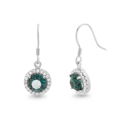 Swarovski Emerald Green Cufflinks - Lesa Michele Faceted Crystal Halo Hook Earring made with Swarovski Crystals