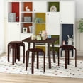 thumbnail image 2 of Costway Set of 4 18" Stacking Stool Round Dining Chair Backless Wood Home Decor Dark Brown, 2 of 9