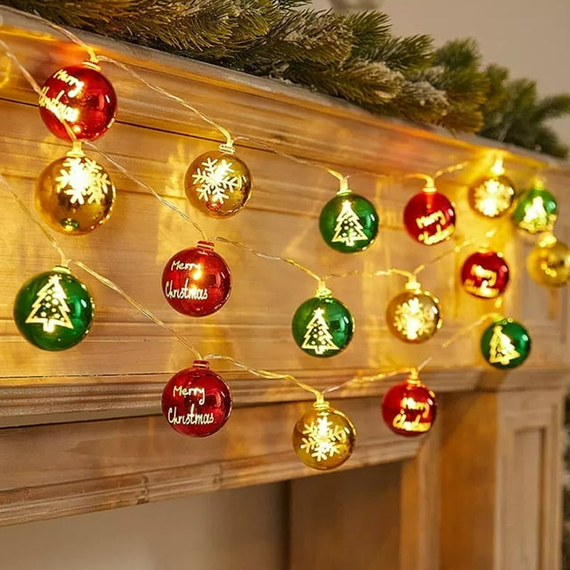 HOARBOEG Christmas String Lights 10Ft 20 LEDs Battery Operated Christmas Lights Indoor Decoration Christmas Balls Lights For Christmas Party Decor Clearance Sale