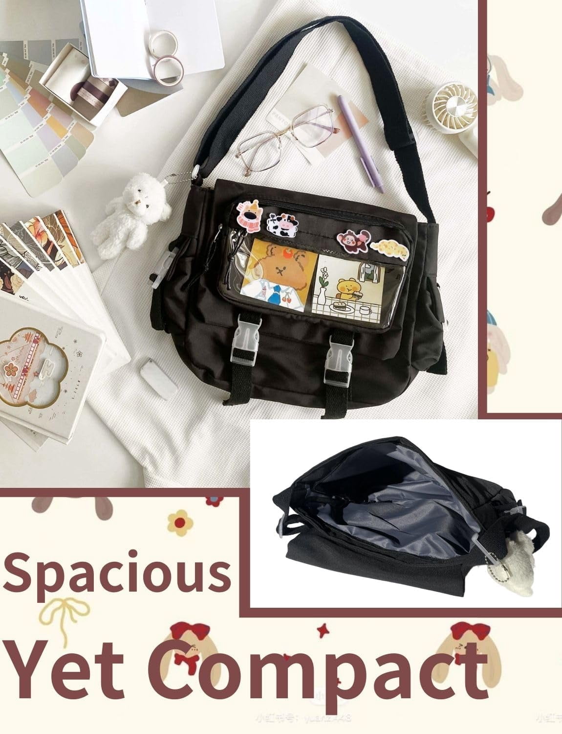 Ita Bag Japanese Messenger Bags Kawaii body Bag Anime Purse With Cute Pins Y2k For Women Men
