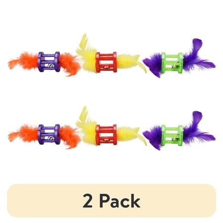 (2 pack) Vibrant Life Feather Rattle Cat Toy, 1 Count, Assorted Colors