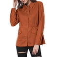 thumbnail image 3 of Allegra K Women's Solid Drawstring Waist Flap Pocket Utility Jacket, 3 of 8