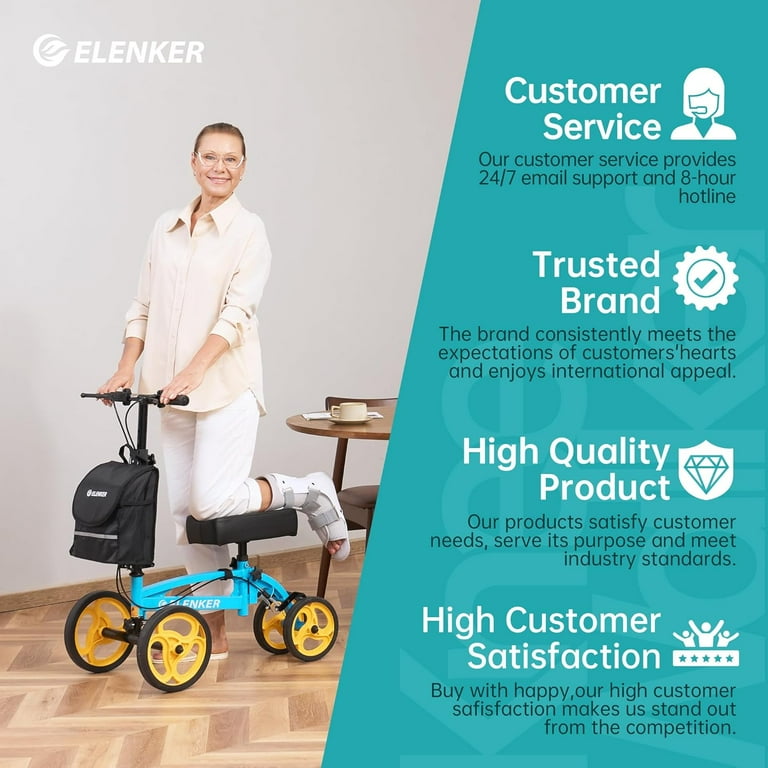 ELENKER Knee Scooter Steerable Knee Walker Crutch