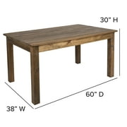 Jessamine 60 x 38 Rectangular Antique Rustic Solid Pine Farm Dining Table