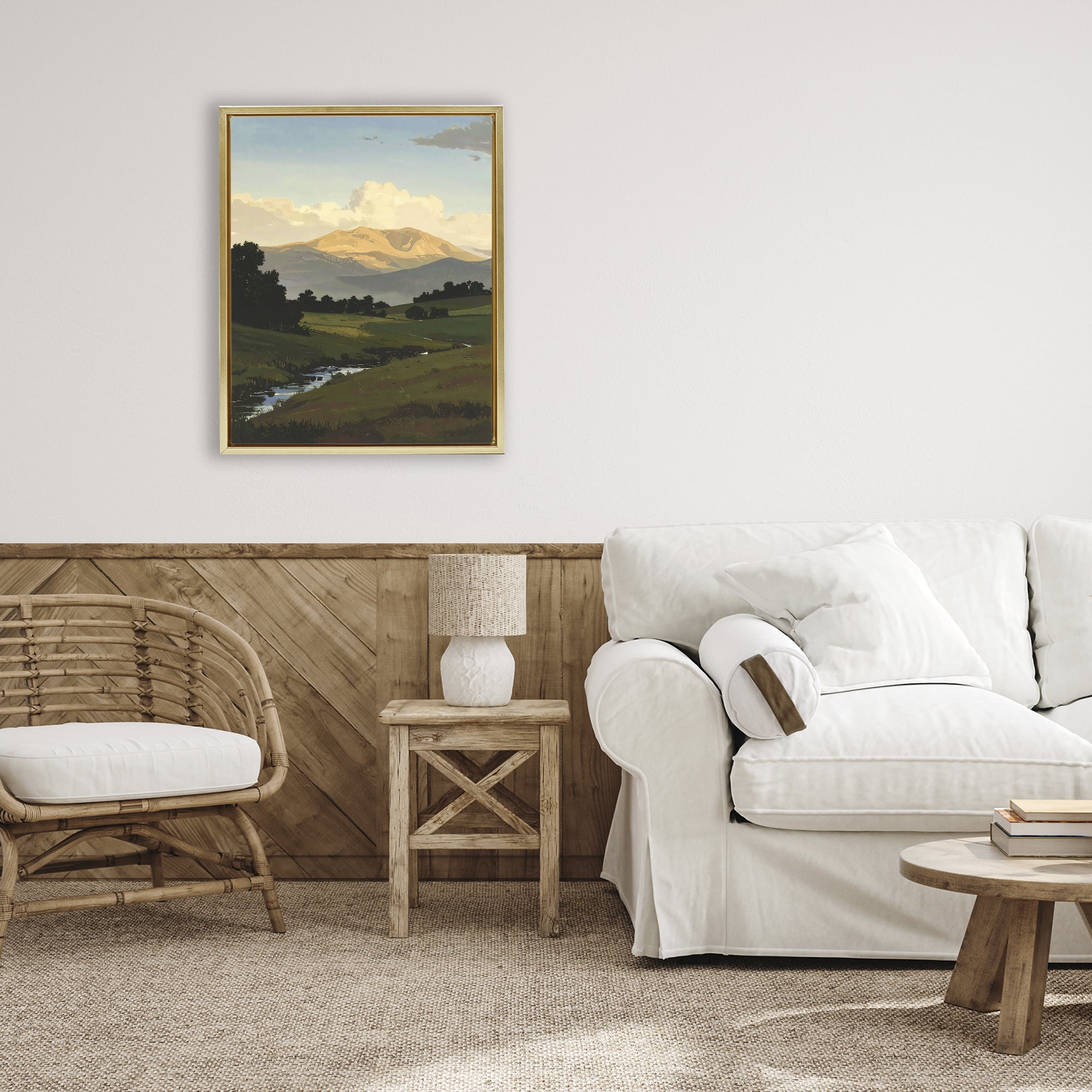 Stupell Industries Across The Valley Nature Gold Framed Floater Canvas Wall Art, design by Alonza Saunders