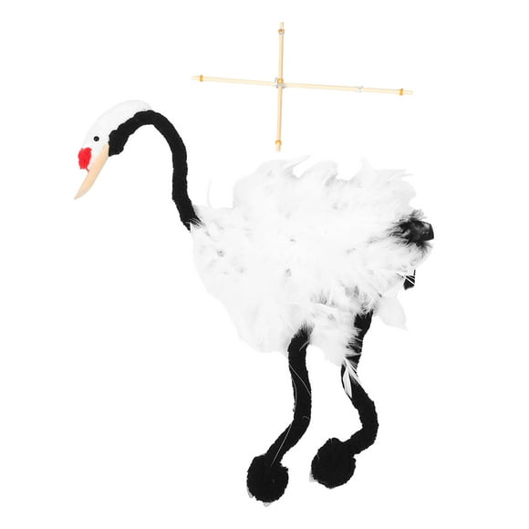 Juguete de marioneta de grúa hecho a mano, títere de madera único, pluma de Animal con cuerdas para juego interactivo y diversión didáctica