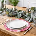 thumbnail image 2 of Pink Abstract Round 13 Inch Placemats Set of 8, Vintage Geometric Gradient Oil Painting Modern HeatResistant Non Slip Place Mats for Dining Table, Wipeable Braided Kitchen Table Mats for Housewarming, 2 of 9