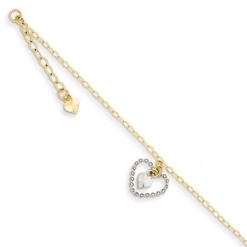Primal Gold 14 Karat Two-Tone Twisted and Diamond-cut Hearts 9-inch ...