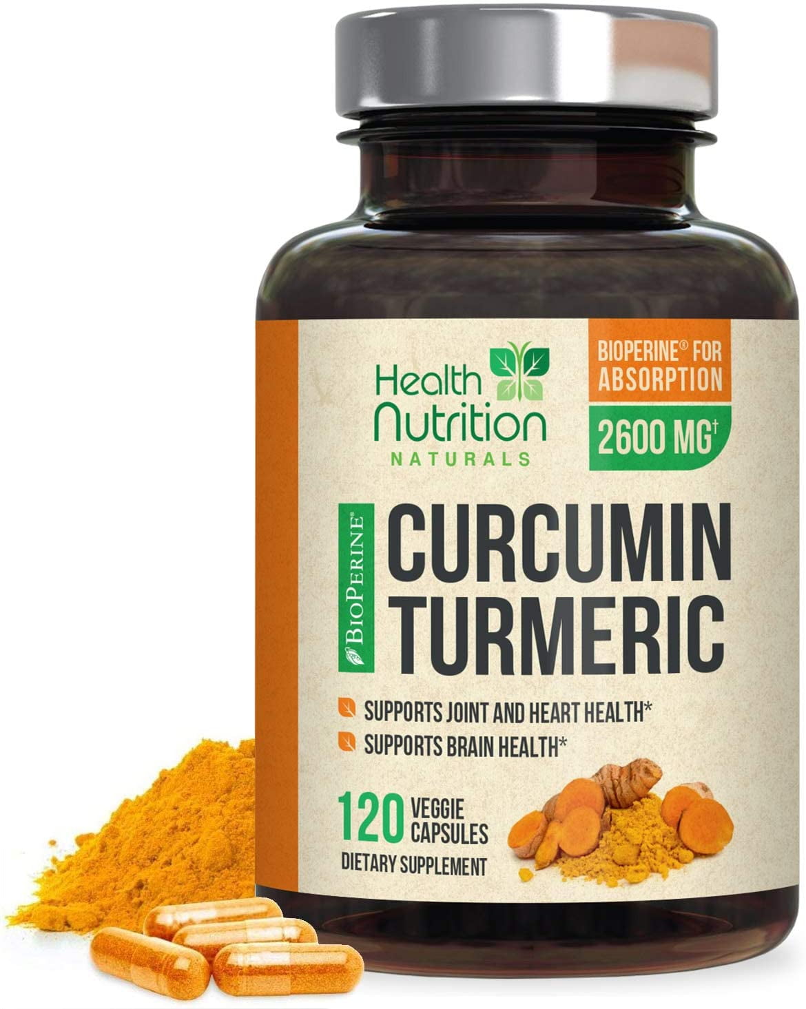 Curcumin Turmeric 95 Curcuminoids with Bioperine Black Pepper, 2600mg