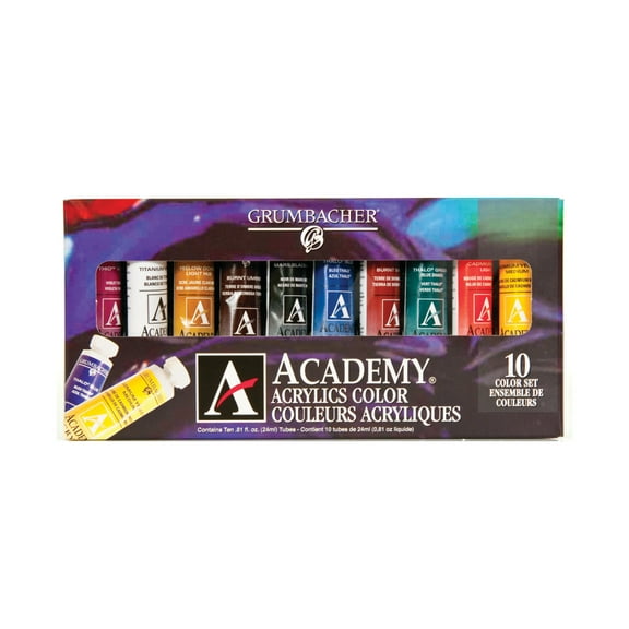 Grumbacher Academy Acrylic Set, 10-Colors