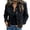 Black, variant on Womens Jeans Jacket Solid Color Lapel Button Down Casual Denim Jacket Outerwear