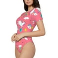 thumbnail image 2 of Balery Women'Syoga Unicorn Crew Neck Round Neck Short Sleeves Slim Fit Casual Basic Extender Bodysuit Daily Jumpsuit T Shirts-Medium, 2 of 9