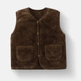 thumbnail image 2 of Splozh Fleece Vest Toddler Fashion Toddler Girl Boy Solid Color Warm Thick Sleeveless Soild Color Vest Clothes Zipper Vest Warm Outwear,Brown,6-12 Months, 2 of 4