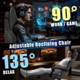 thumbnail image 3 of Fumahaus Big and Tall Gaming Chair, Ergonomic Office Chair with Lumbar Support & Linkage Armrests, High Back Gaming Chair for Adults, Computer Office Chair with Footrest, Gray, 3 of 9