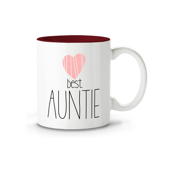 Best Auntie Coffee Mug - Aunt Christmas Gifts Birthday Presents - Best Ceramic Tea Cup 11oz - Maroon Interior