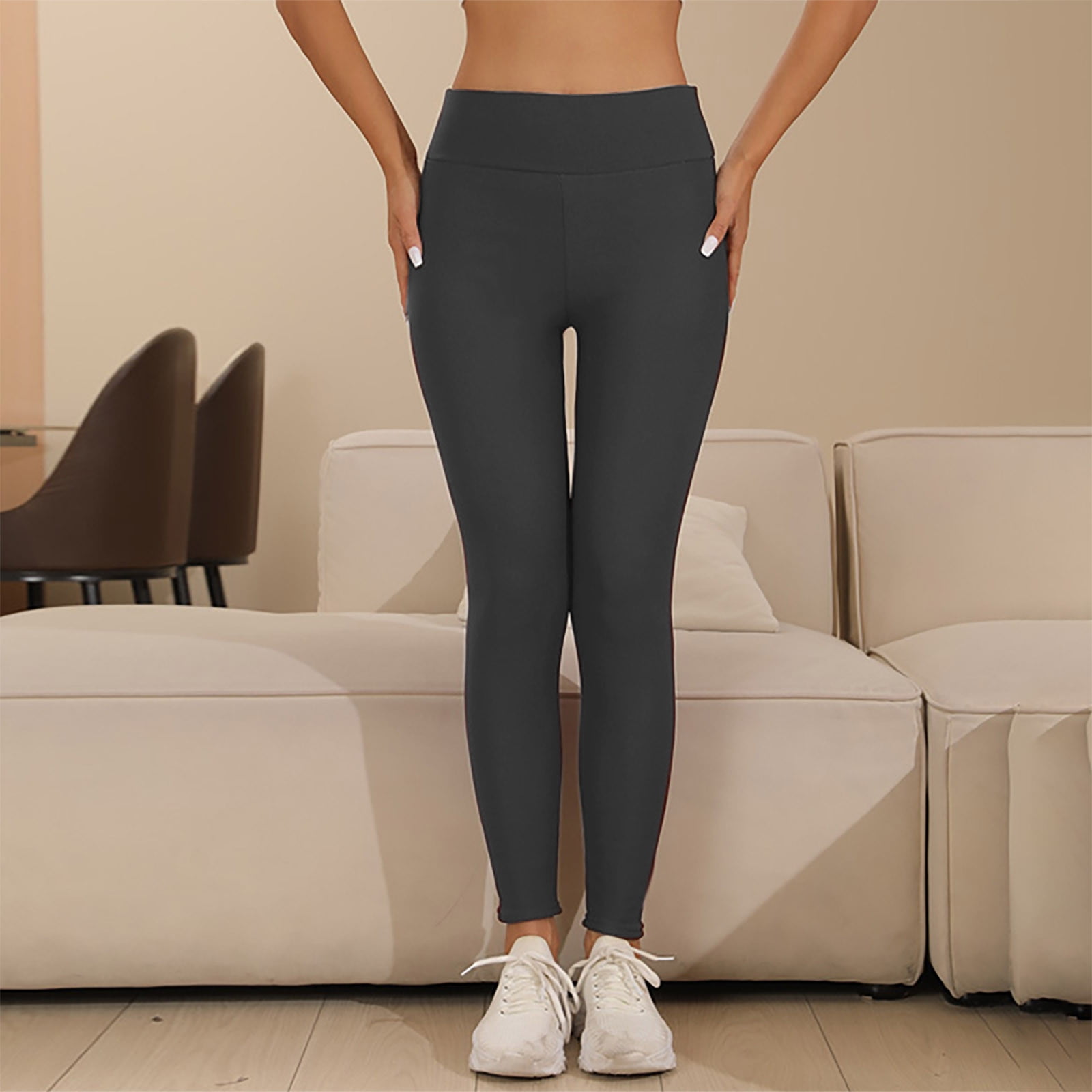 Legging Chaud D'Hiver Femme - Doublure Polaire - Taille Haute, 2 Poches - Pour Sport, Yoga, Quotidien