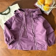 thumbnail image 2 of Mercatoo Lightweight Windproof Jacket for Girls Kids Solid Full Zip Up F𝐥eece Lined Hooded Windbreaker Outdoor Rain Coat, 2 of 6