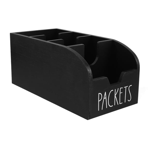 Organizador de madera para bolsitas de té, contenedor para guardar refrigerios, despensa, armario de cocina, organizador para condimentos, paquetes de condimentos y bolsitas de té