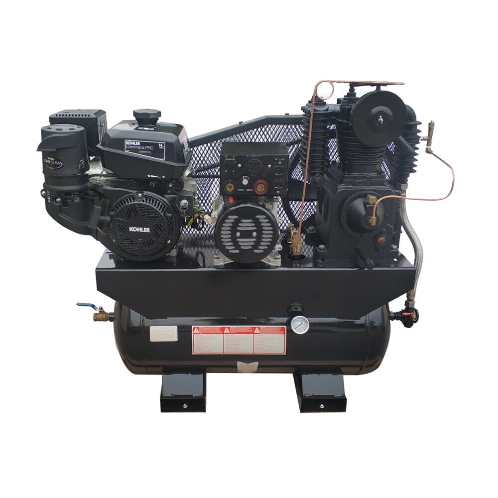 HPDAVV 15HP Gas Driven 30Gal ASME Tank Air Compressor 19cfm 180psi Welder & Generator