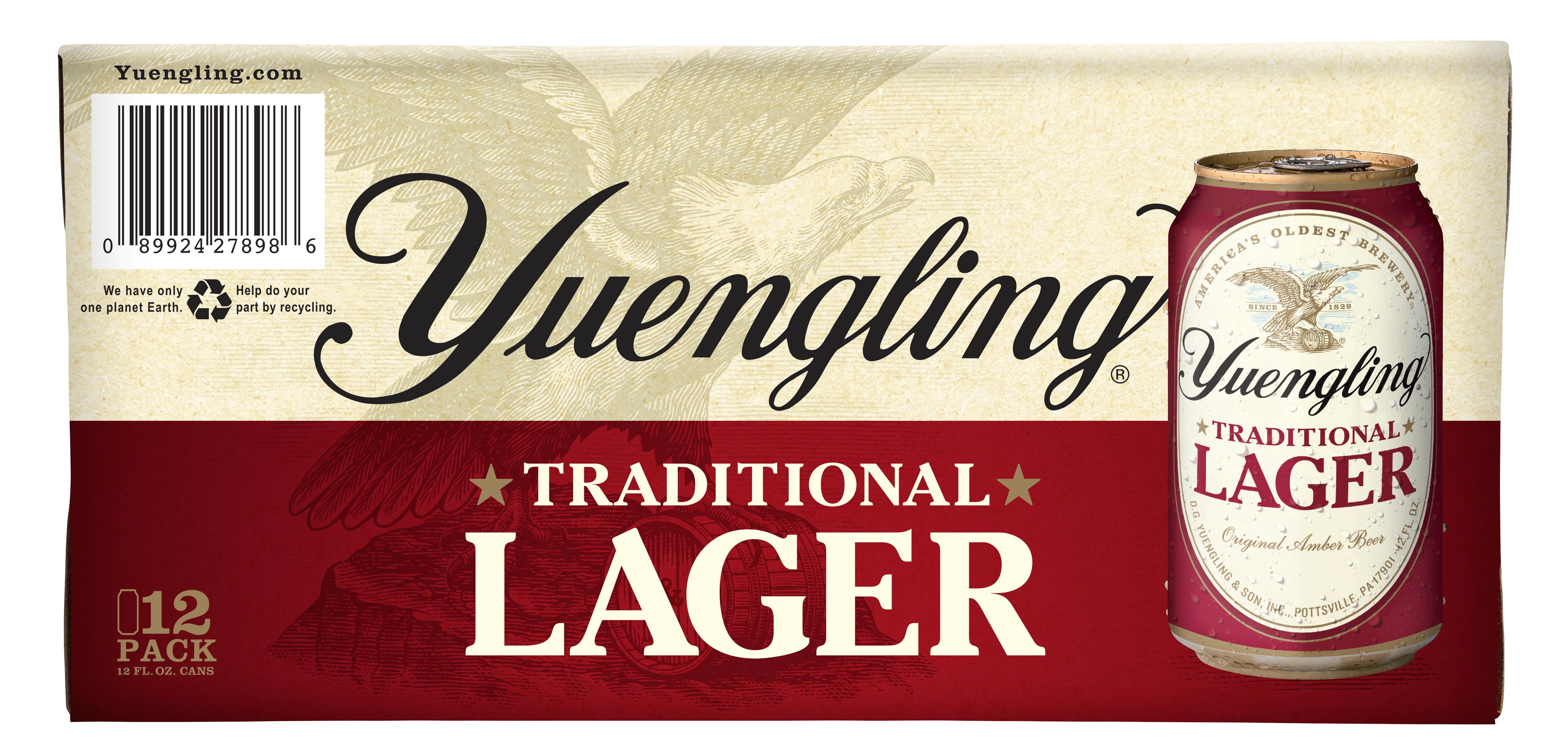 Yuengling Lager Beer, 12 Pack Beer, 12 fl oz Aluminum Cans, 4.5% ABV, Domestic Lager