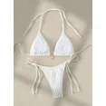 thumbnail image 2 of Conjunto traje baño sexy con cordones para mujer, ropa playa con tanga, trajes baño con tiras sólidas, 2 of 5