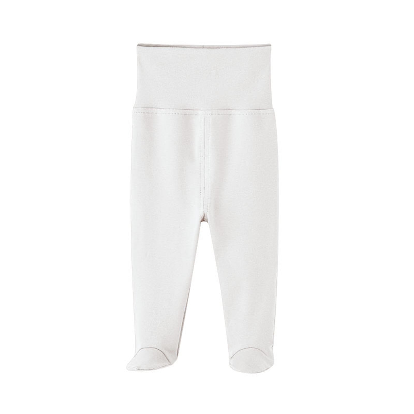 Kiijoy Boys High Rise Footed Leggings Casual Soft Pull On Pants Baby Bottoms White Sizes 9-12M
