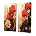 thumbnail image 3 of Designart "Vintage Sakura Scarlet Blossoms in Retro Japan II" Chrysanthemums Wall Art Set Of 2 - Traditional Red Gallery Wall Set For Home Decor, 3 of 6