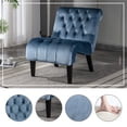 thumbnail image 1 of Silla / silla de ocio de la sala de estar sin acento de terciopelo moderno, silla cómoda de botón de tela tapizada con piernas de madera para el dormitorio, 1 of 5