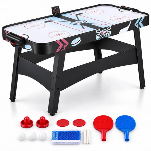 SUGIFT 2-in-1 Air Hockey and Table Tennis Game Table with Built-In Scoring System and Accessories, Indoor Family Game Room Table, Black