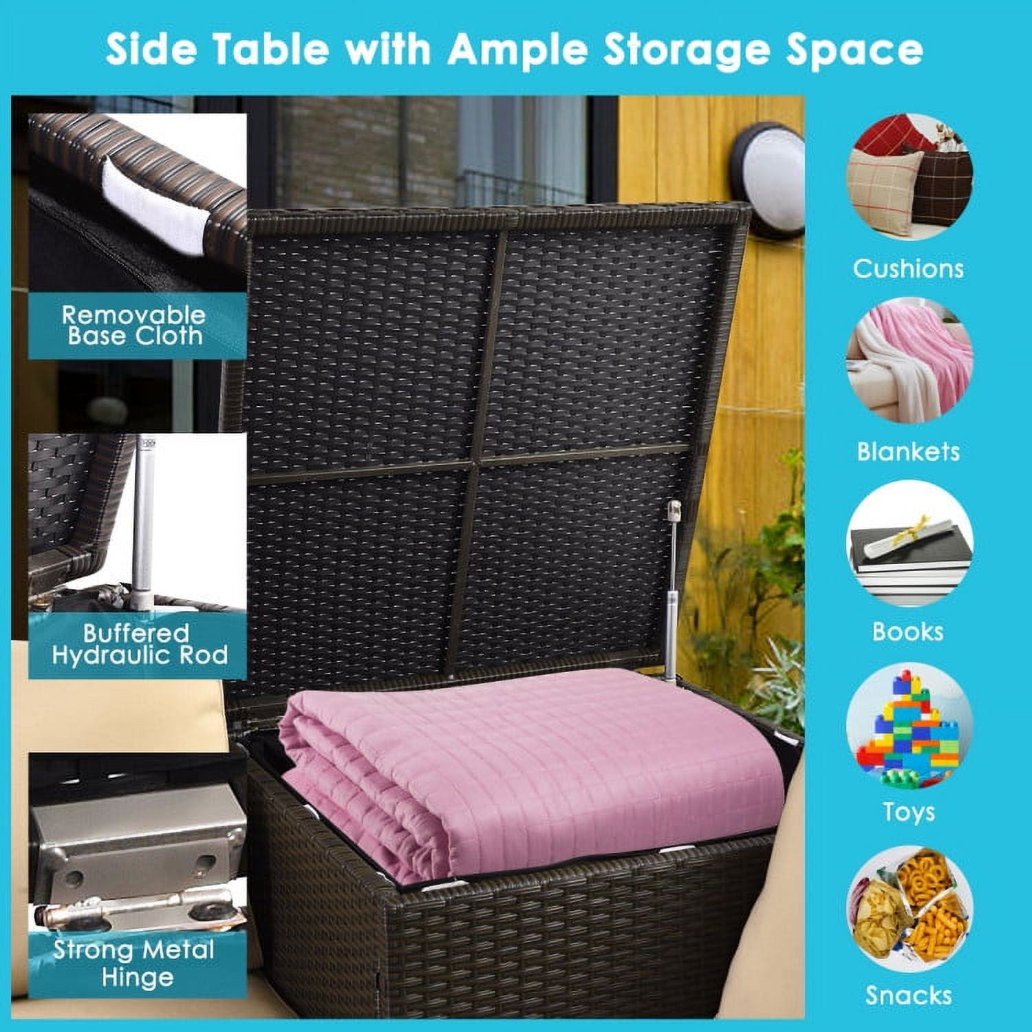 Aimee Lii 6 Pieces Outdoor Wicker Furniture Set with 32" Propane Fire Pit Table, Patio Conversation Sets, Turquoise Aimee Lii 6 Pieces Outdoor Wicker Furniture Set with 32" Propane Fire Pit Table, Patio Conversation Sets, Turquoise