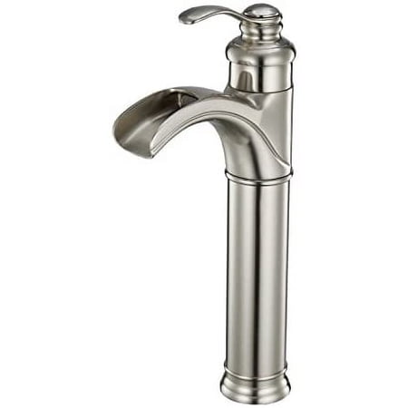 BWE Waterfall Bathroom Vessel Sink Faucet Brushed Nickel Commercial Single Handle Lever Hole Deck Mount