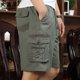 thumbnail image 5 of Pantalones cortos cargo para hombre con bolsillos, cremallera y botón, pantalones cortos lisos tipo bermuda para hombre, de algodón elástico de lujo, anchos, grandes y altos, jogger Y2k, 5 of 5