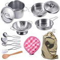 thumbnail image 1 of YOPTOP Mini Stainless-Steel Kitchen Toys, Tiny Size Pretend Cooking Utensils Toys for Kids, Cookware Pots and Pans Play Set with Cooking,Educational Kitchen Experience Toy, 1 of 5