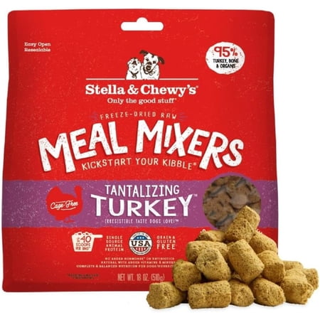 Stella & Chewy's Freeze-Dried Raw Meal Mixers Dog Food Topper - Tantalizing Turkey Recipe - 18 Ounce Bag
