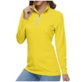 thumbnail image 2 of AherBiu Golf Shirts for Women Long Sleeve Tops Quarter Zip up Lapel V Neck Lightweight Tennis Shirt Blouse, 2 of 5
