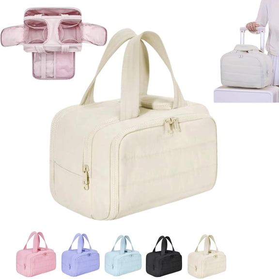 Elouva Toiletry Bag, Elouva Makeup Bag, Large Capacity Wide-Open Travel Cosmetic Bags for Women, 4-in-1 Multi-Functional Lightweight Waterproof Organizer Bags with Handle for Accessories