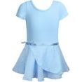 thumbnail image 3 of WIBACKER Girls Ballet Leotards Kids Short Sleeve Crisscross Back Dance Dress Outfit with Removable Shiny Skirt Combo, 3 of 8