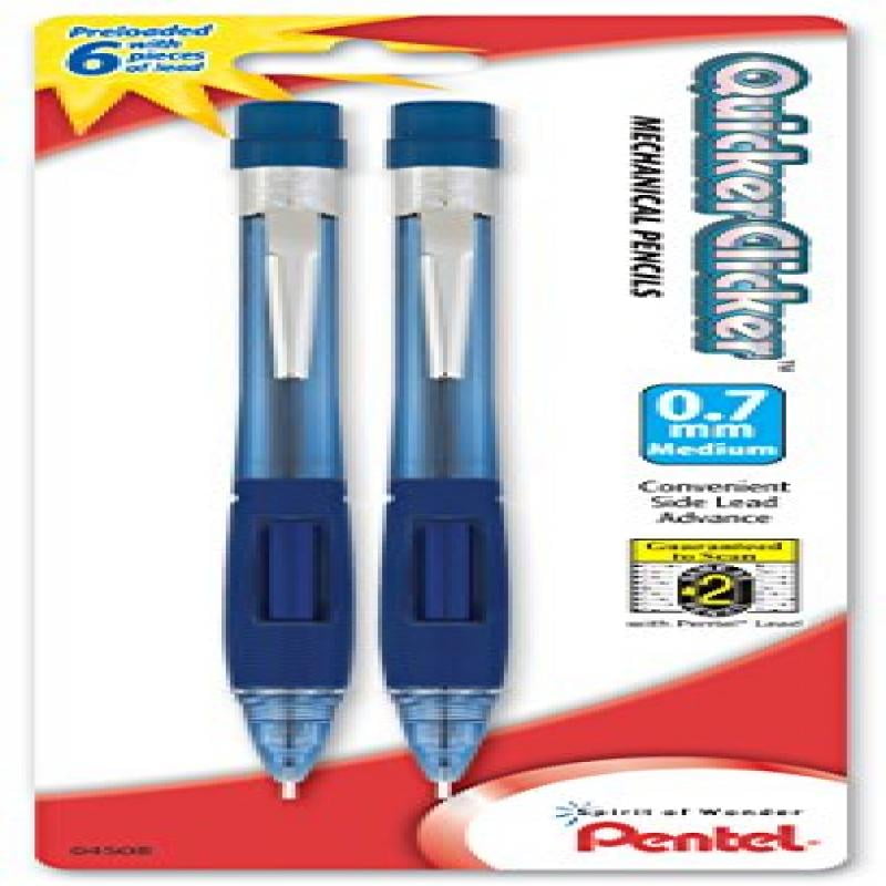 Pentel Quicker Clicker Automatic Pencil, 0.7mm, Transparent Blue Barrel