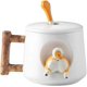 thumbnail image 1 of Preciosa taza de pareja, taza de cerámica con tapa y cuchara, con novedosa forma de Chaigou 3D, ideal para San Valentín, Día de la Madre, cumpleaños y regalos de oficina (blanco), 1 of 5